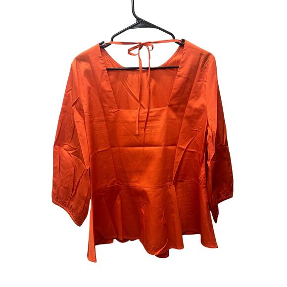 Harshman Anthropologie Arpina Coral Puff Sleeve Peplum Blouse Size S - Picture 4 of 7